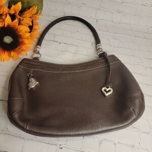 Brighton Brown Leather Shoulder Bag with Heart Charms
